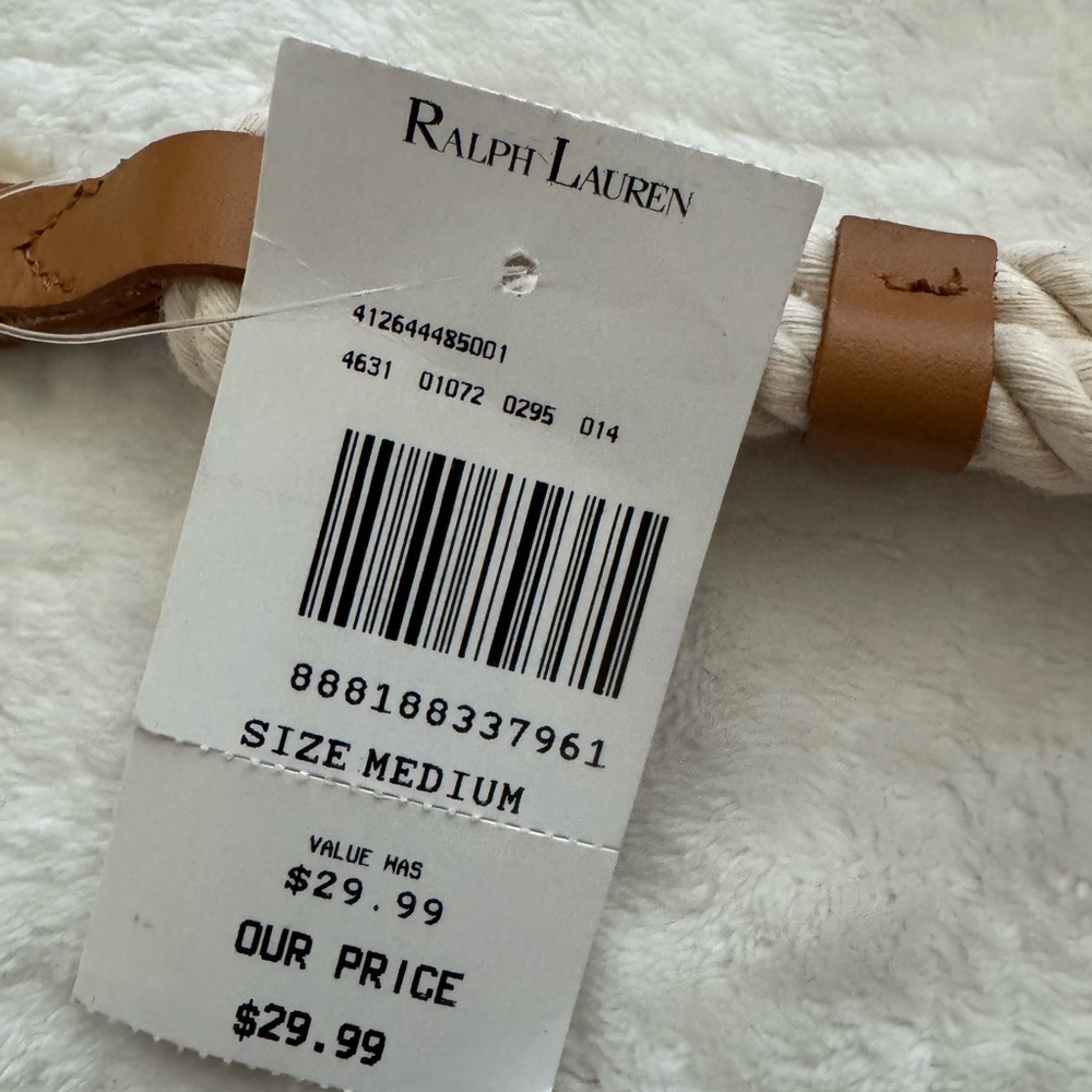 Ralph Lauren Cream and Gold Rope Belt - Picture 2 of 3